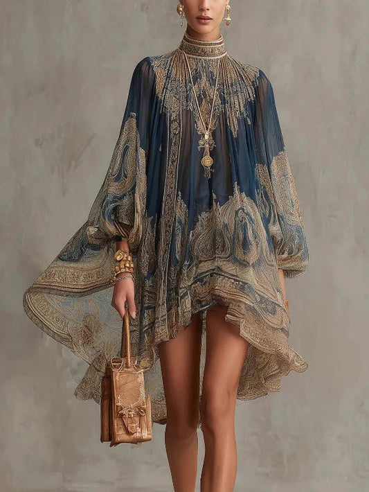 Turtleneck Chiffon Dress