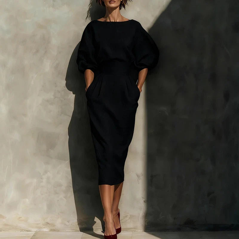 Pleated Wrap Hip Dress