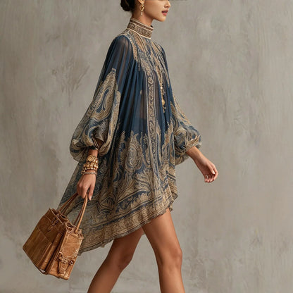 Turtleneck Chiffon Dress