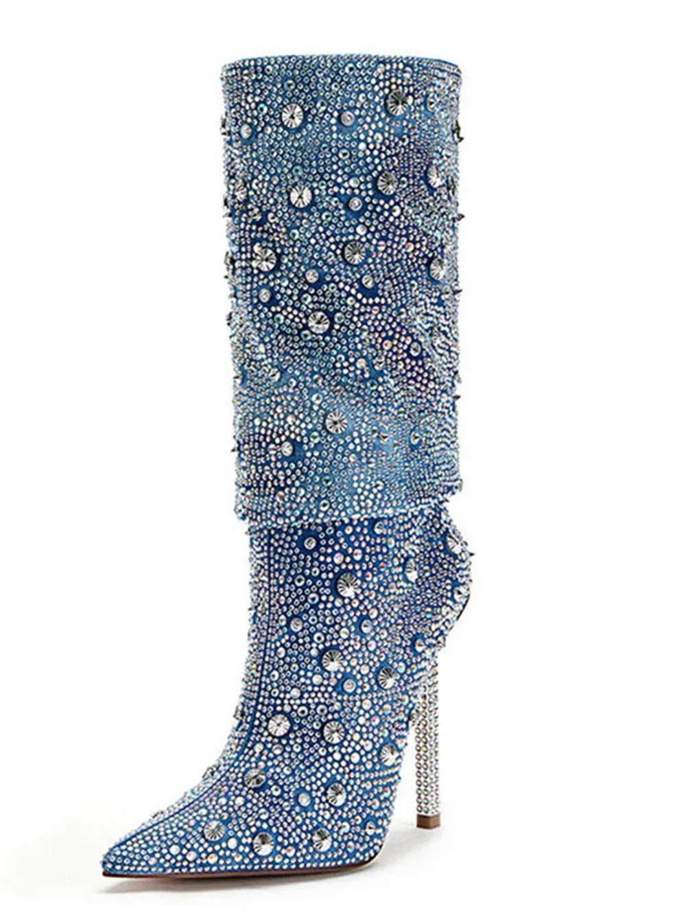 Ada Crystal Metal Thin Heel Boot