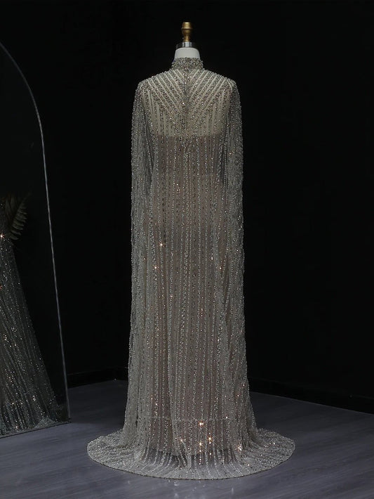 Adelaide Crystal Cape Caftan Gown