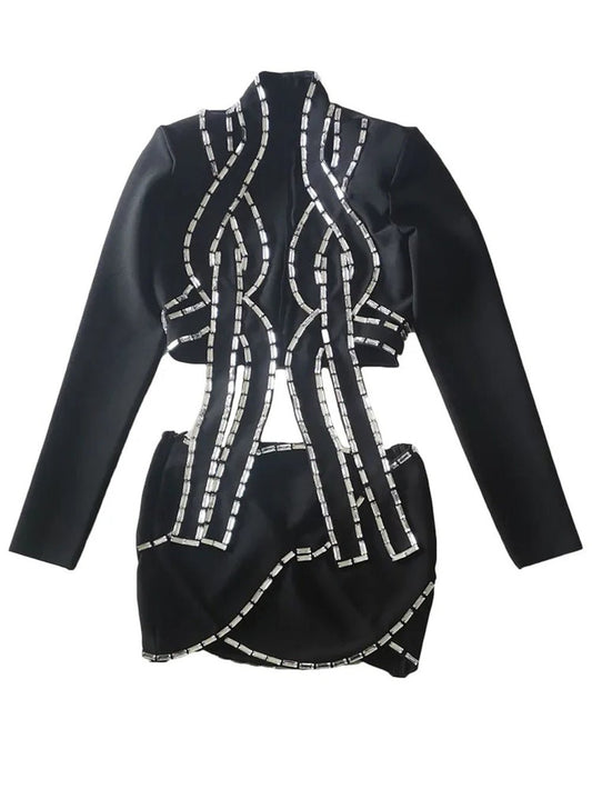 Adrien Diamond Hollow Suit Top & Skirt Set