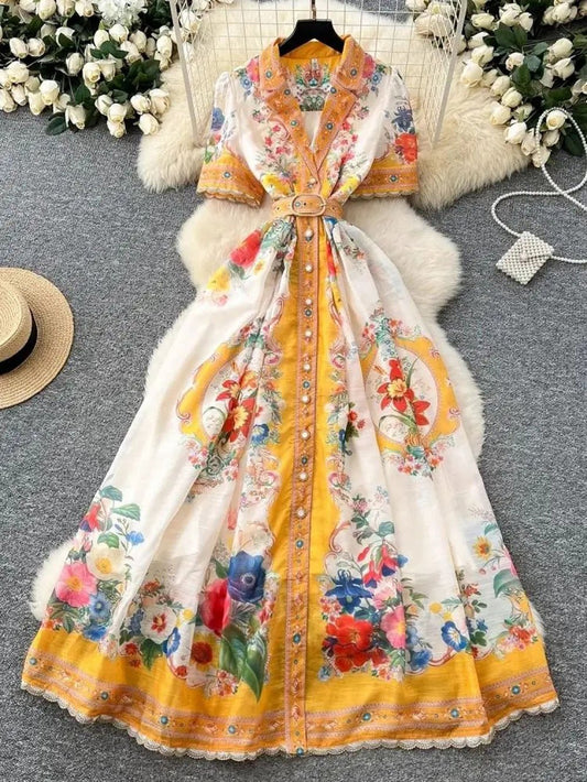 Aiden Belt Flower Maxi Dress