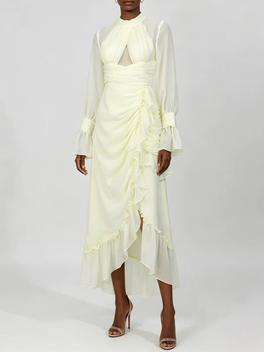 Alessia Draped Ruffle Midi Dress