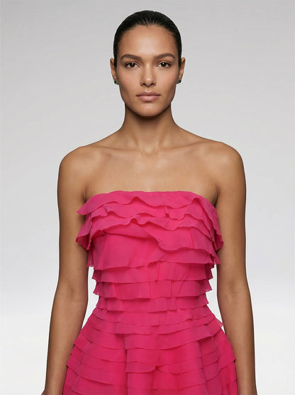 Alessia Fuchsia Ruffle Mini Dress