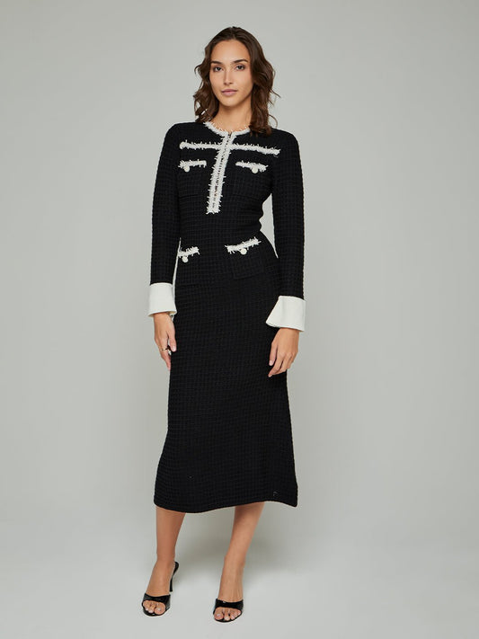 Amanda Beaded Color Block Midi Dress