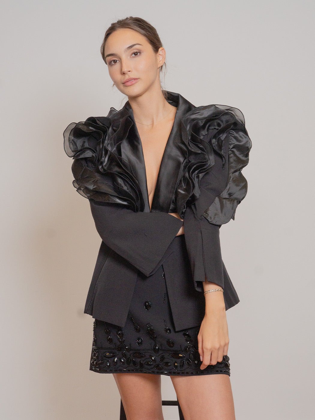 Amanda Satin Patchwork Tailored Blazer