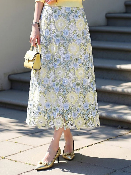 Amara Embroidered Floral Maxi Skirt | Cora Bellune - image 1