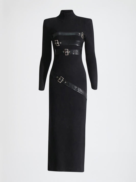 Amaya Belted Turtleneck Midi Dress