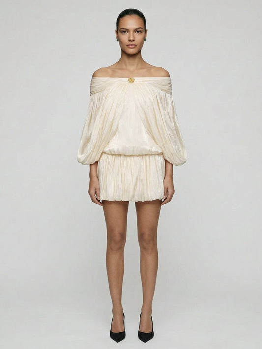 Amelie Ivory Off-Shoulder Mini Dress