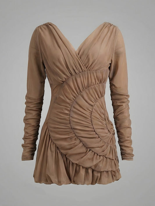 Amelie Ruched Mesh Mini Dress