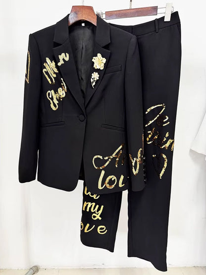 Amelie Script Tailored Pant Set