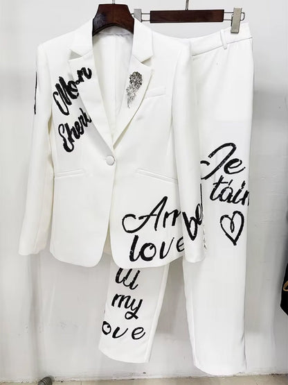 Amelie Script Tailored Pant Set