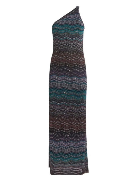 Anika One Shoulder Knit Maxi Dress