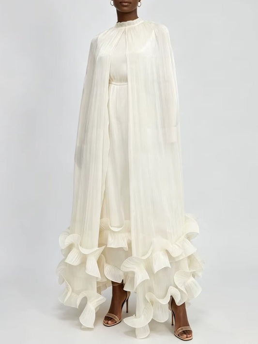 Arabella Ruffle Cape Gown