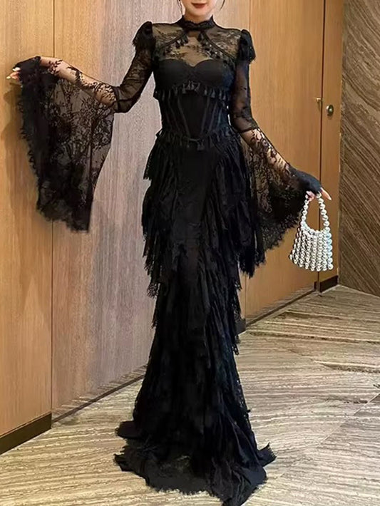 Arielle Backless Feather Gown