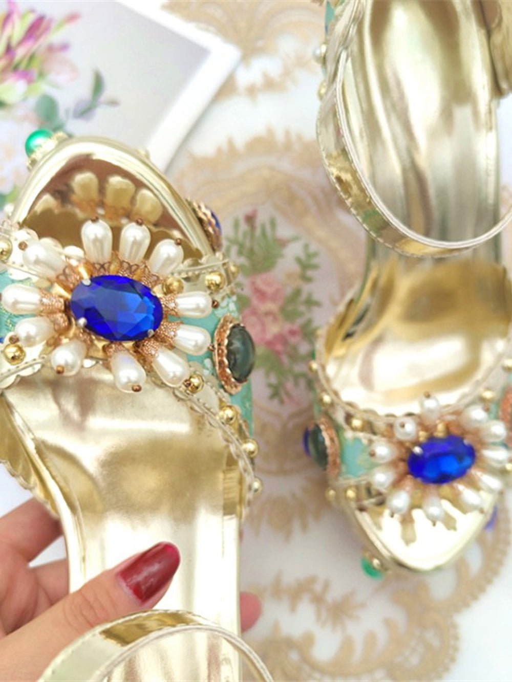 Arya Diamonds Pearls High Heels
