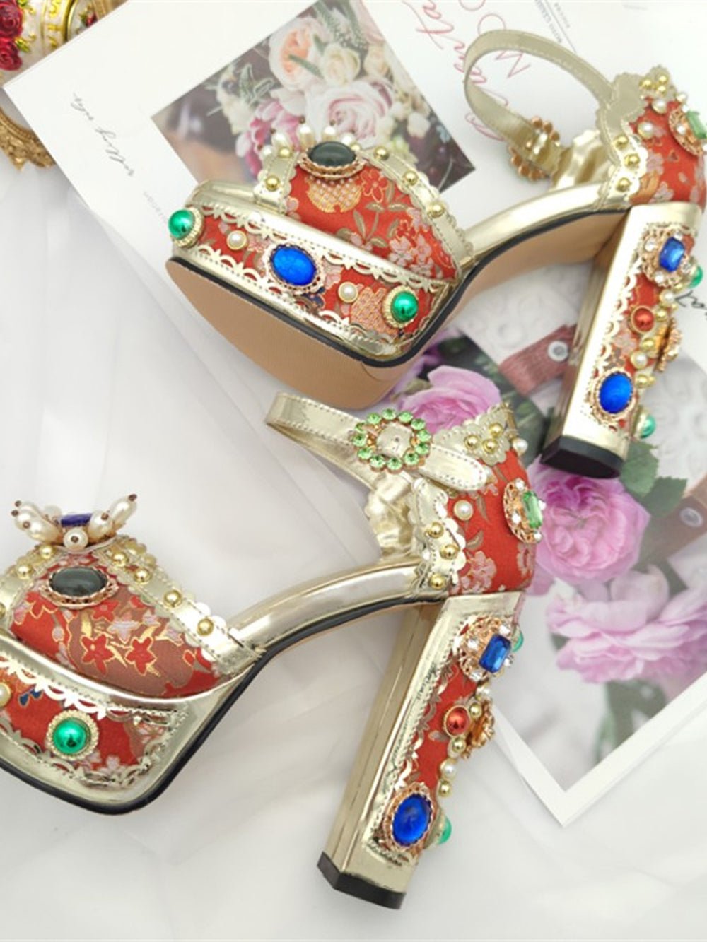 Arya Diamonds Pearls High Heels