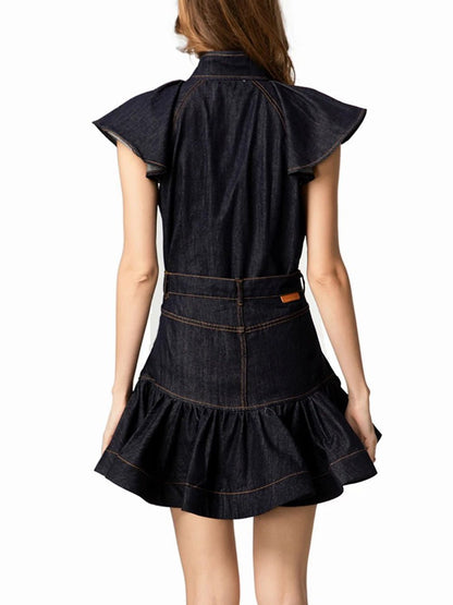 Ashley Buttoned Denim Top & Skirt Set