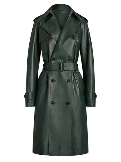 Ava Leather Double-Breasted Trench
