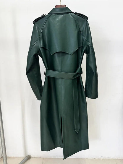 Ava Leather Double-Breasted Trench