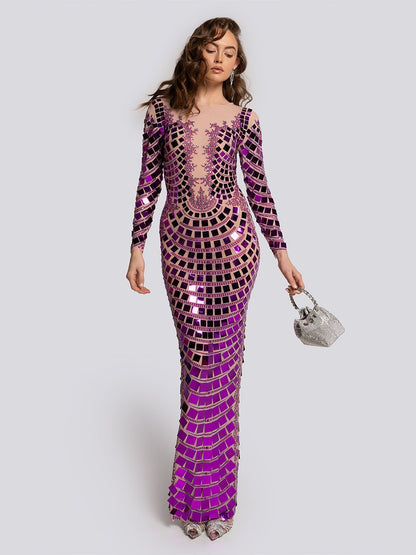 Ava Mirror Sequined Maxi Dress