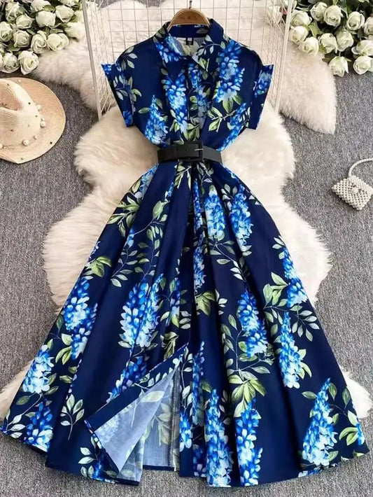 Ayla Shirt Belt Midi Dress
