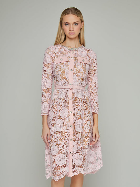 Belinda Rhinestone Embellished Lace Midi Dress