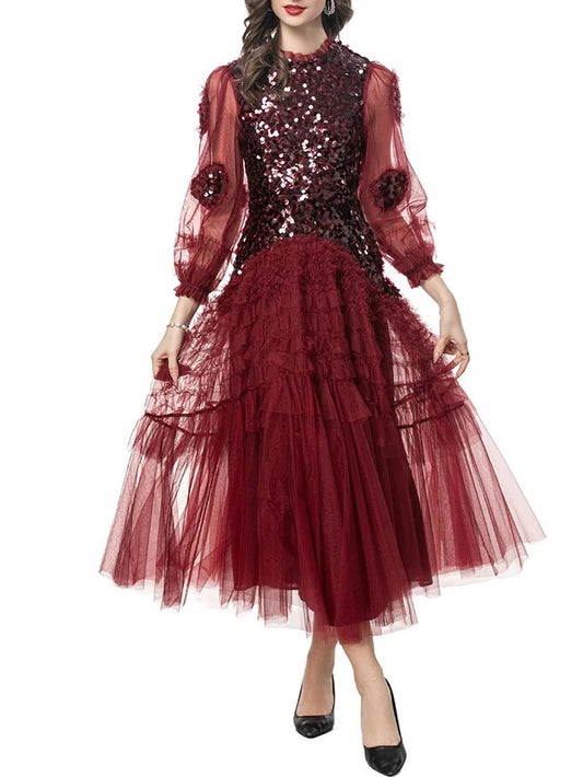 Bella Sequinned Ruffled Midi Dress