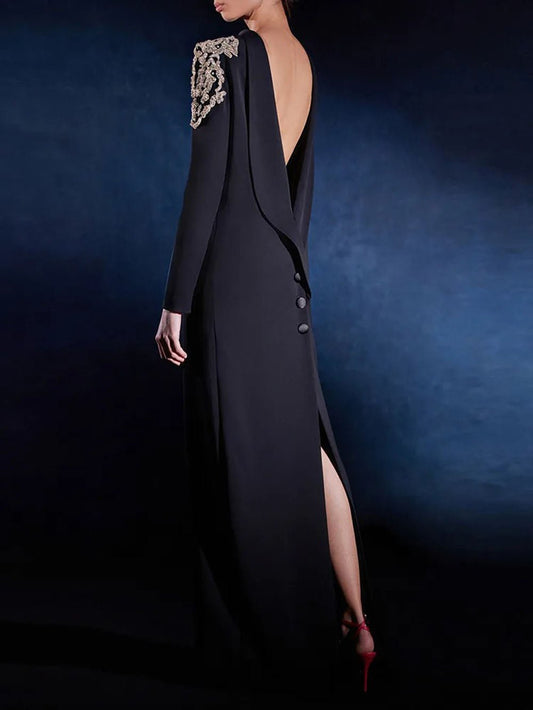 Bianca Beaded Backless Maxi Dress