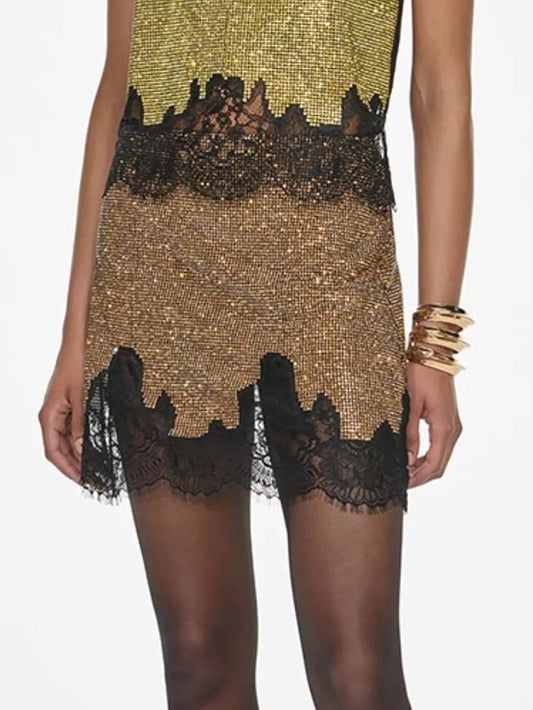 Bianca Crystal Lace Mini Skirt | Cora Bellune - image 1