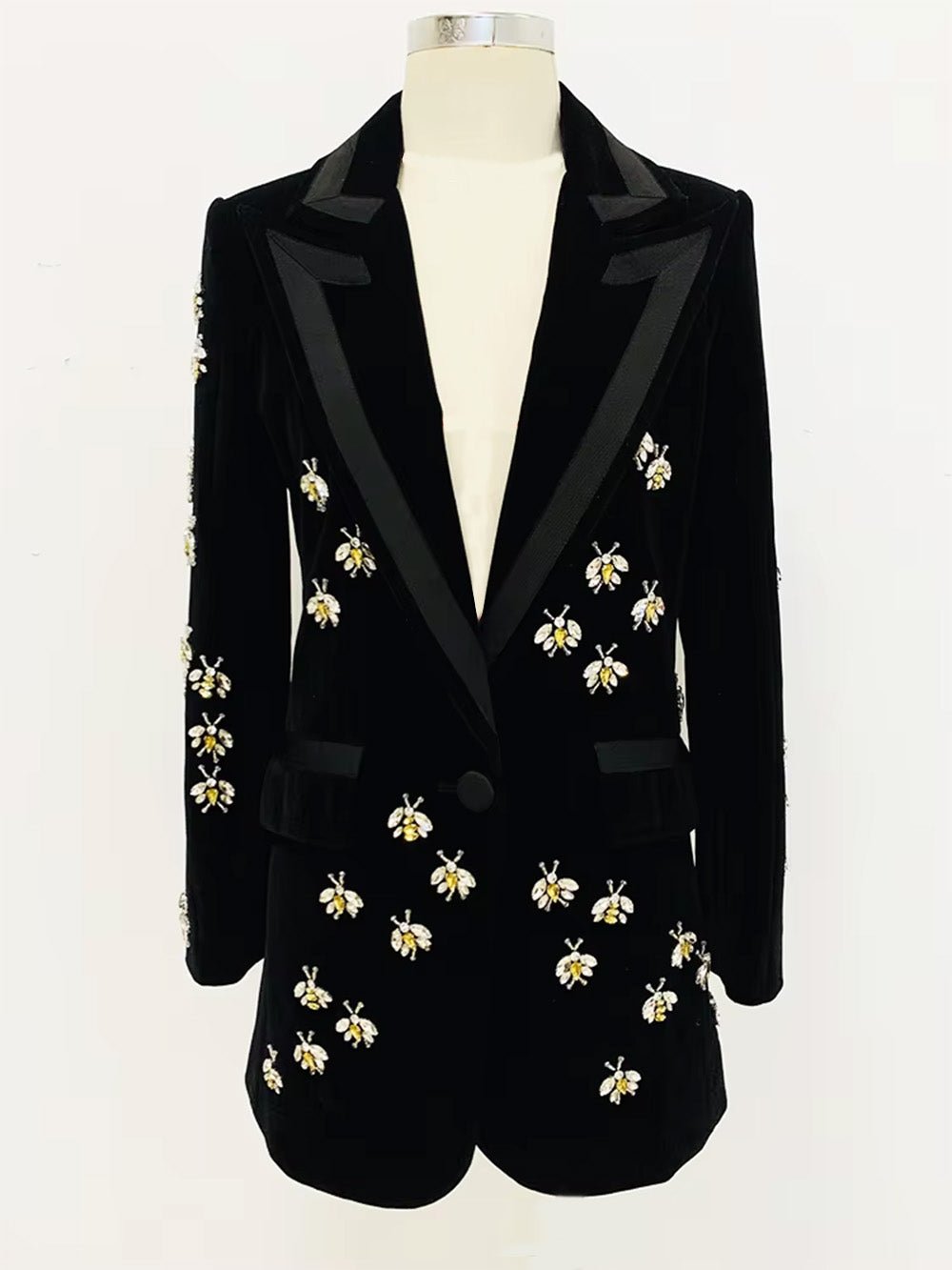 Bianca Embellished Velvet Longline Blazer