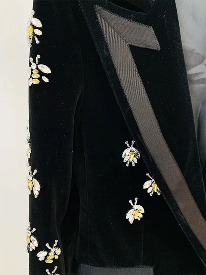 Bianca Embellished Velvet Longline Blazer