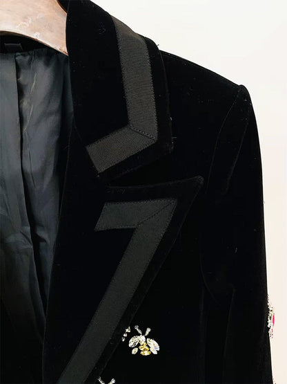 Bianca Embellished Velvet Longline Blazer