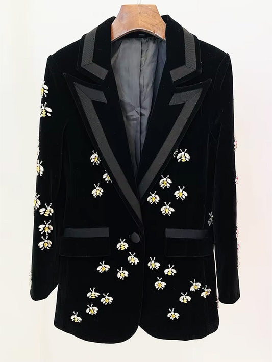 Bianca Embellished Velvet Longline Blazer