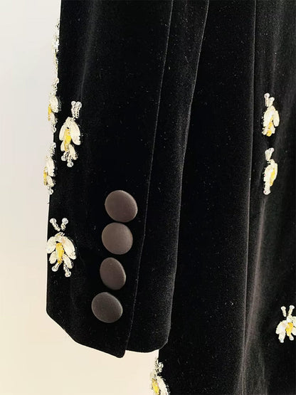 Bianca Embellished Velvet Longline Blazer