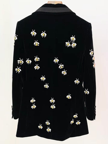 Bianca Embellished Velvet Longline Blazer