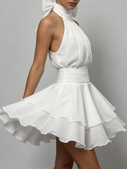 Camille Bow Halter Mini Dress