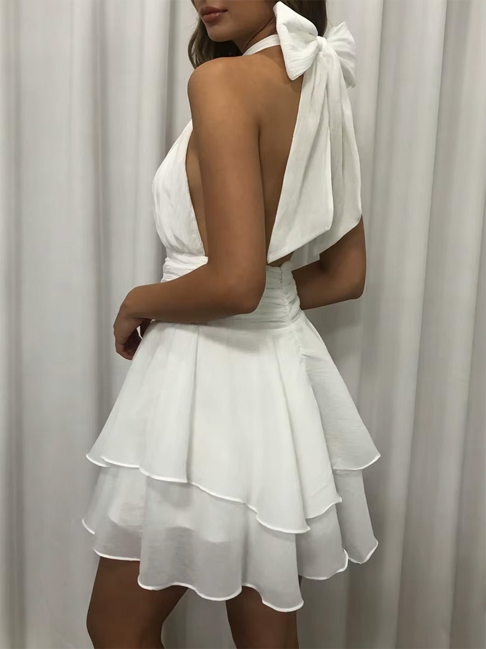 Camille Bow Halter Mini Dress