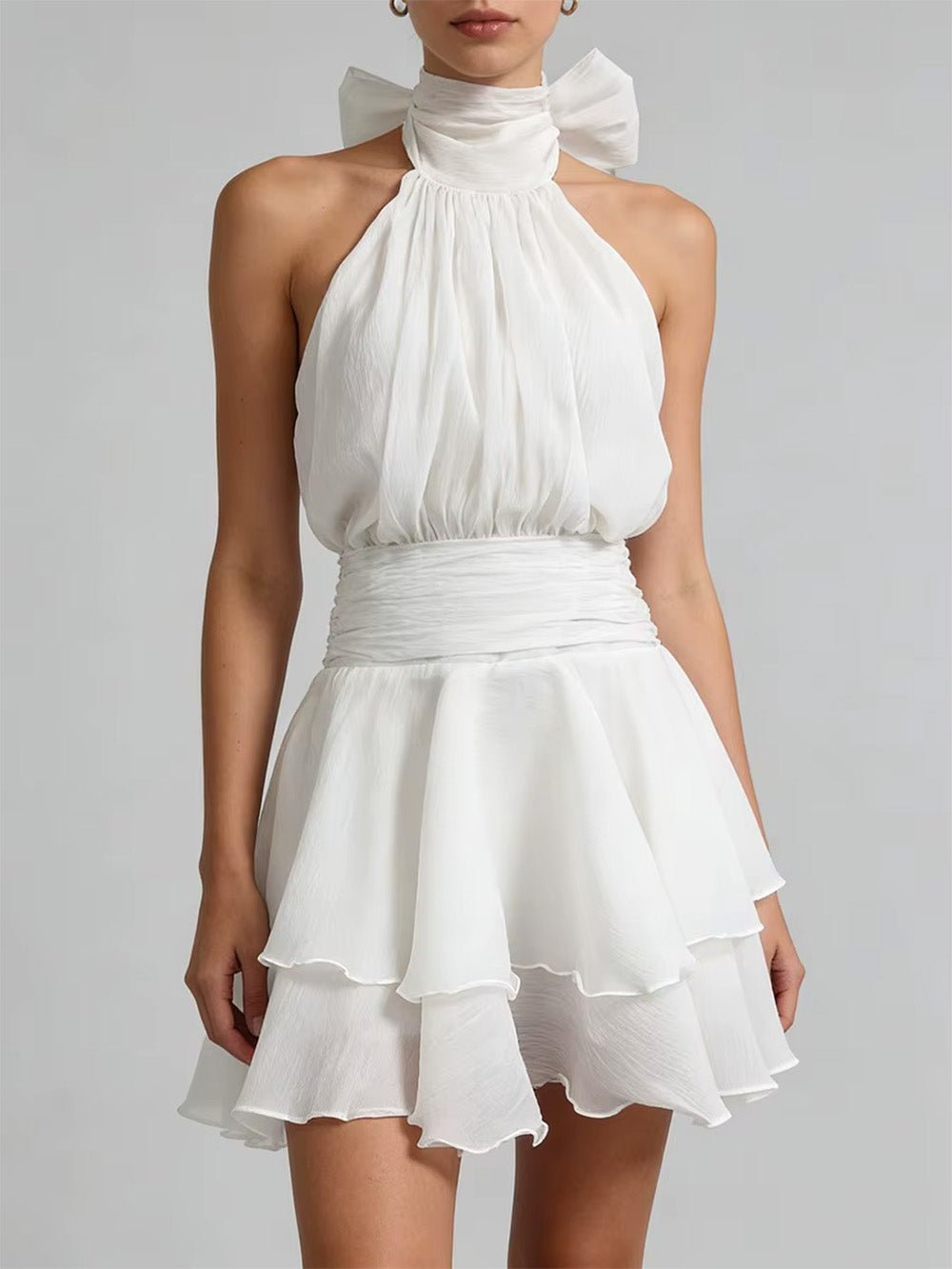 Camille Bow Halter Mini Dress
