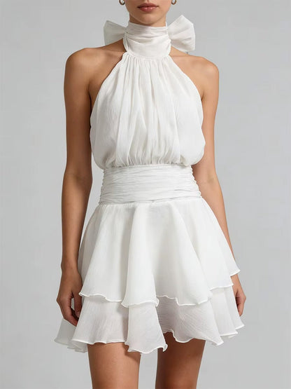 Camille Bow Halter Mini Dress