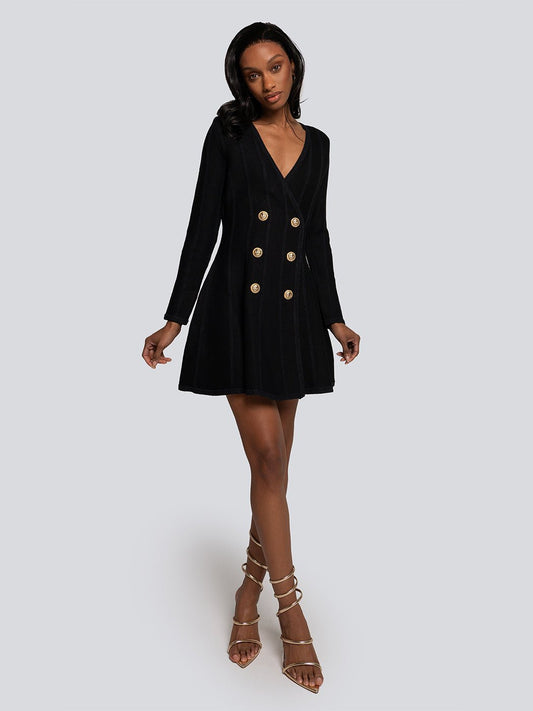 Cecilia Double-Breasted Velvet Mini Dress