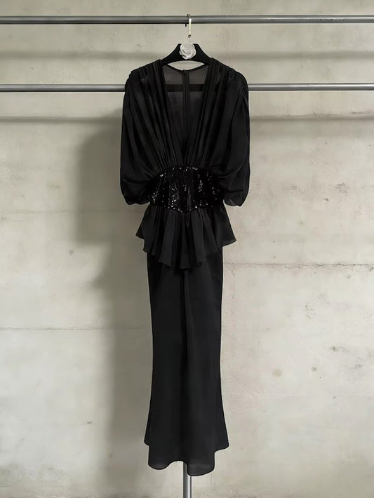 Celeste Draped Belted Maxi Dress
