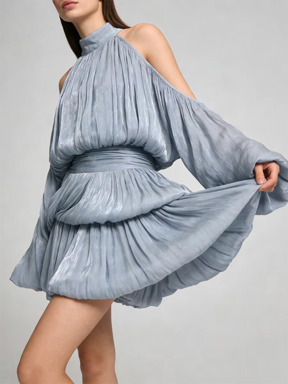 Celeste Draped Halter Bubble Mini Dress