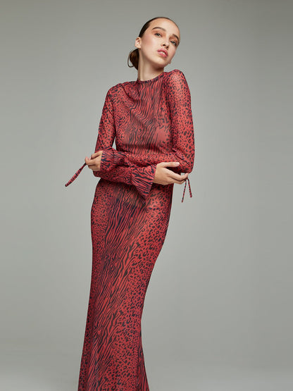 Ciana Backless Leopard Maxi Dress