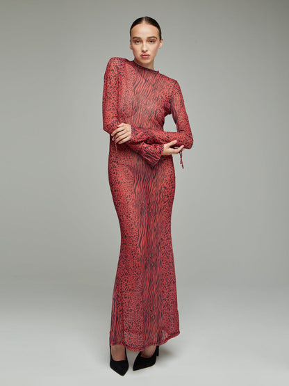 Ciana Backless Leopard Maxi Dress