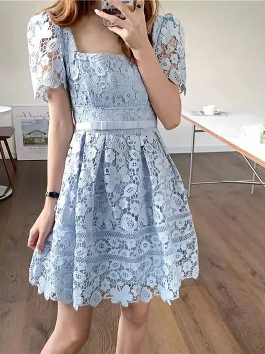 Clara Lace Blossom Mini Dress