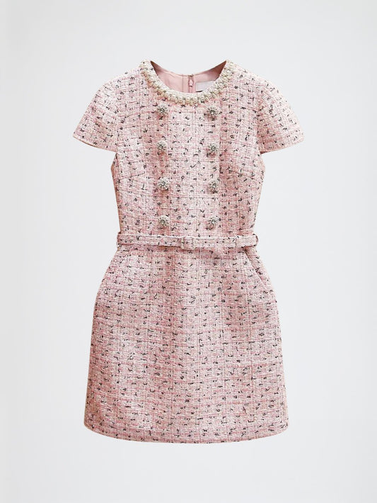 Clara Pearl Belted Mini Dress