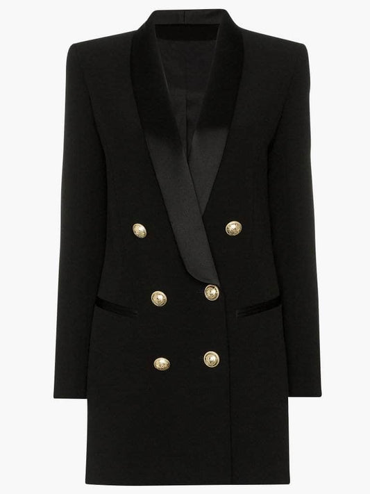 Double-Breasted Black Blazer Dress
