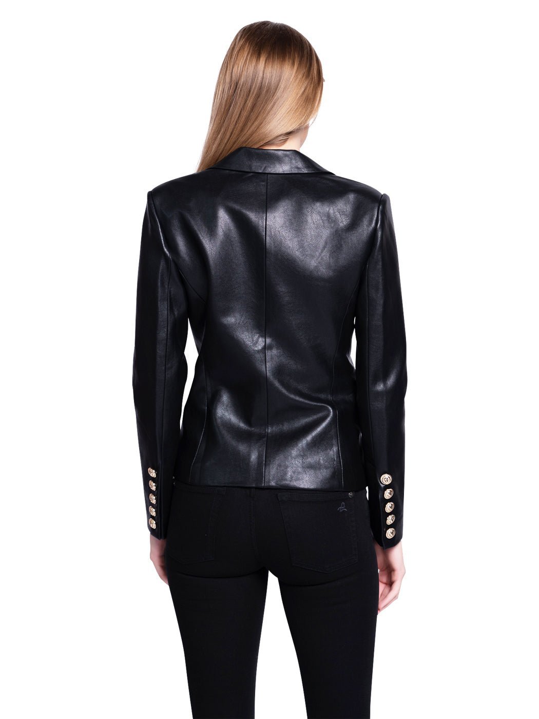 Double-Breasted Leather Blazer